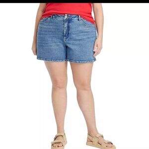 Women's High-rise Midi Jean Shorts Ava & Viv Medium Wash Size 26